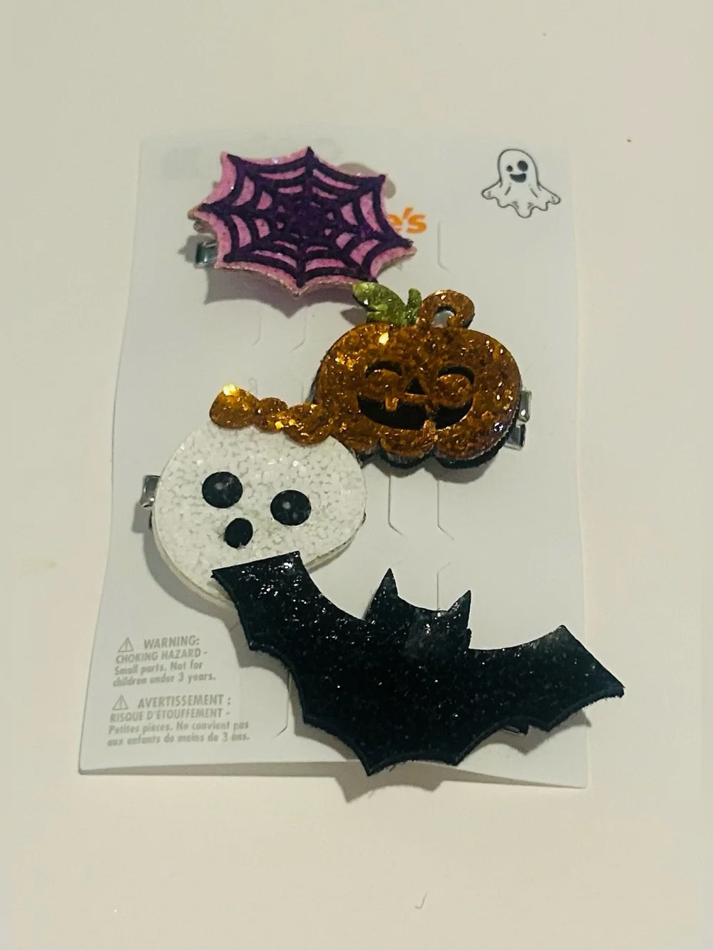 Claire's Glitter Halloween Hair Clips Orange Pumpkin Ghost Black Bat Spider Web